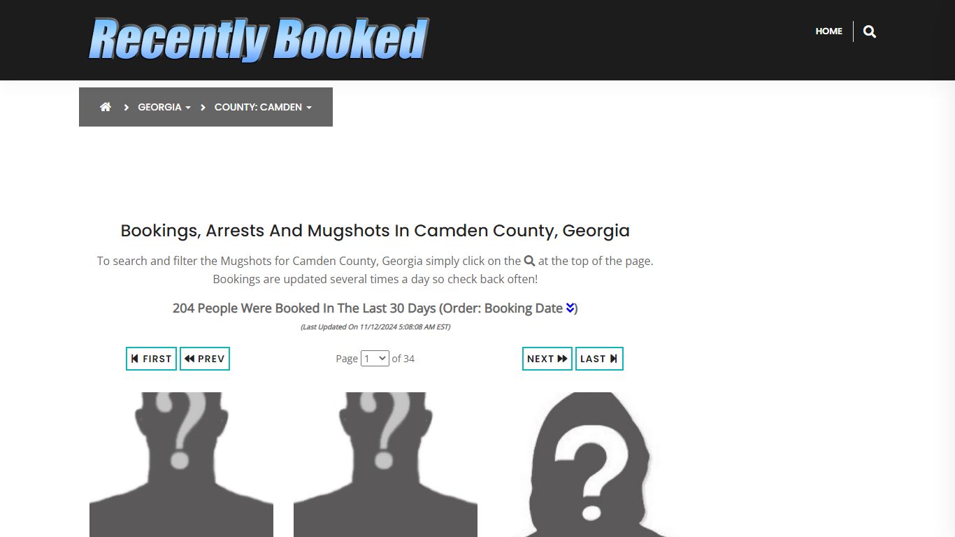 Bookings, Arrests and Mugshots in Camden County, Georgia - Recently Booked